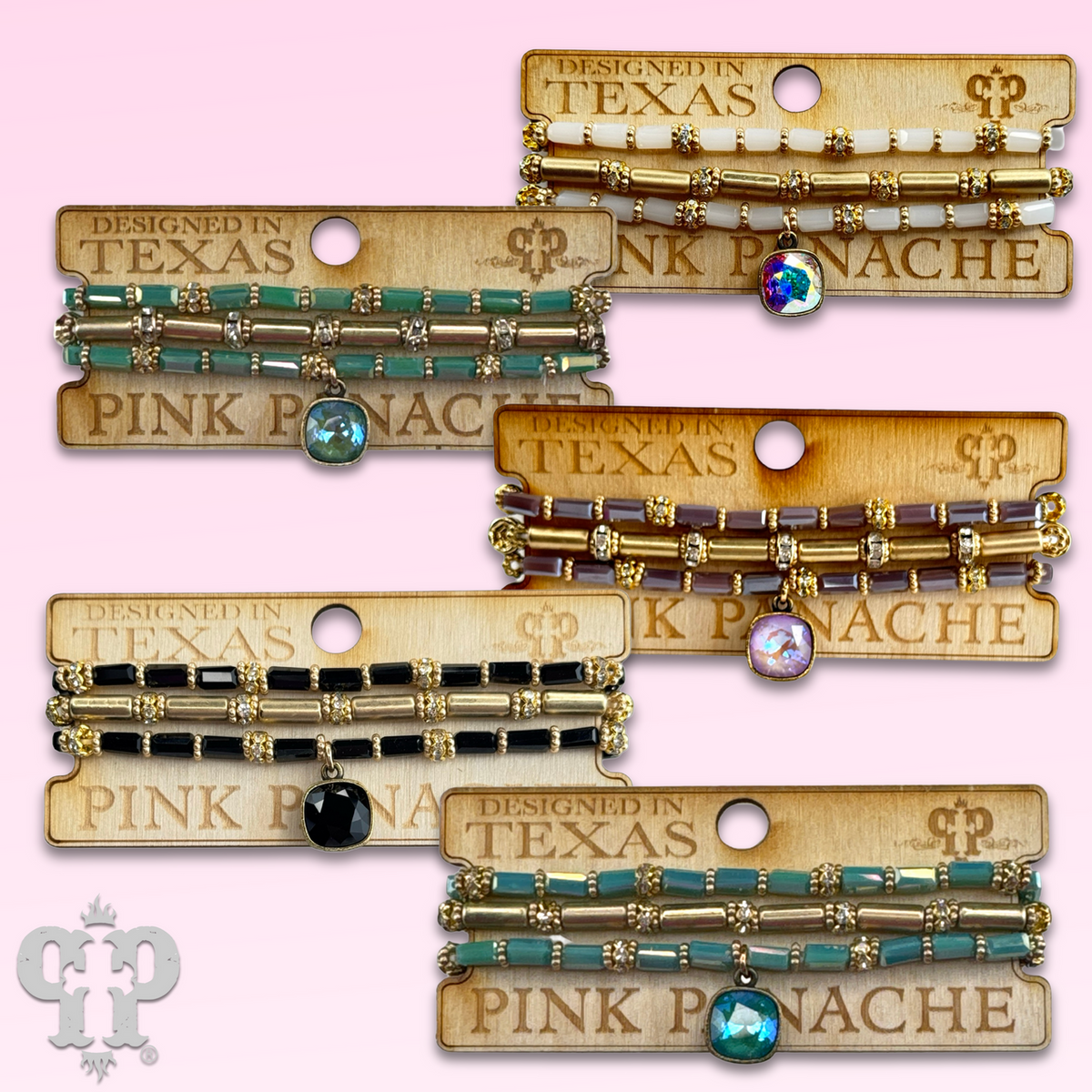 Three strand tube and rhinestone bead bracelet with a crystal from Swarovski®