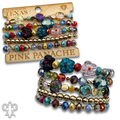 Glass bead variety mix bracelet stack - LC