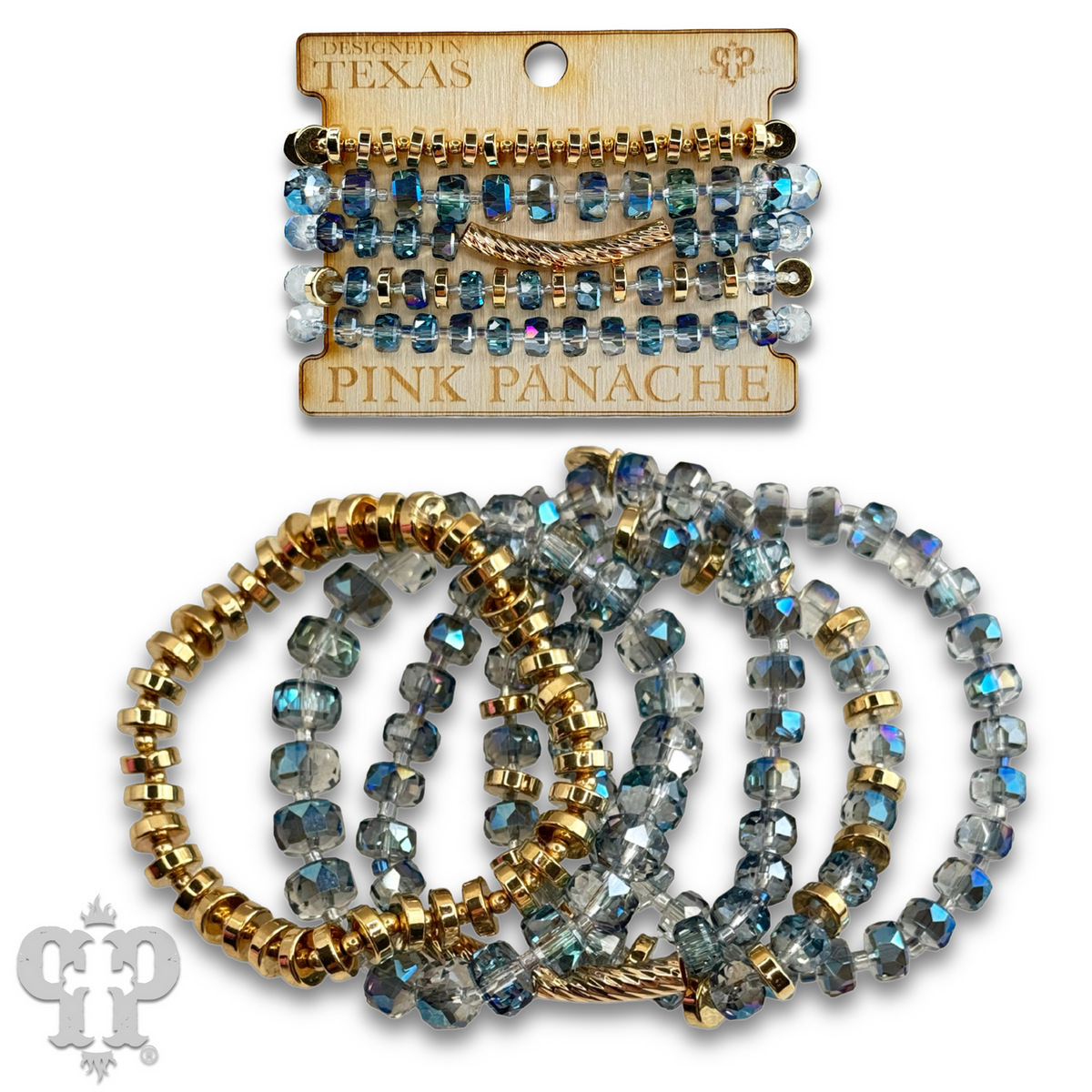 Faceted heishi bead bracelet with twisted tube bead feature