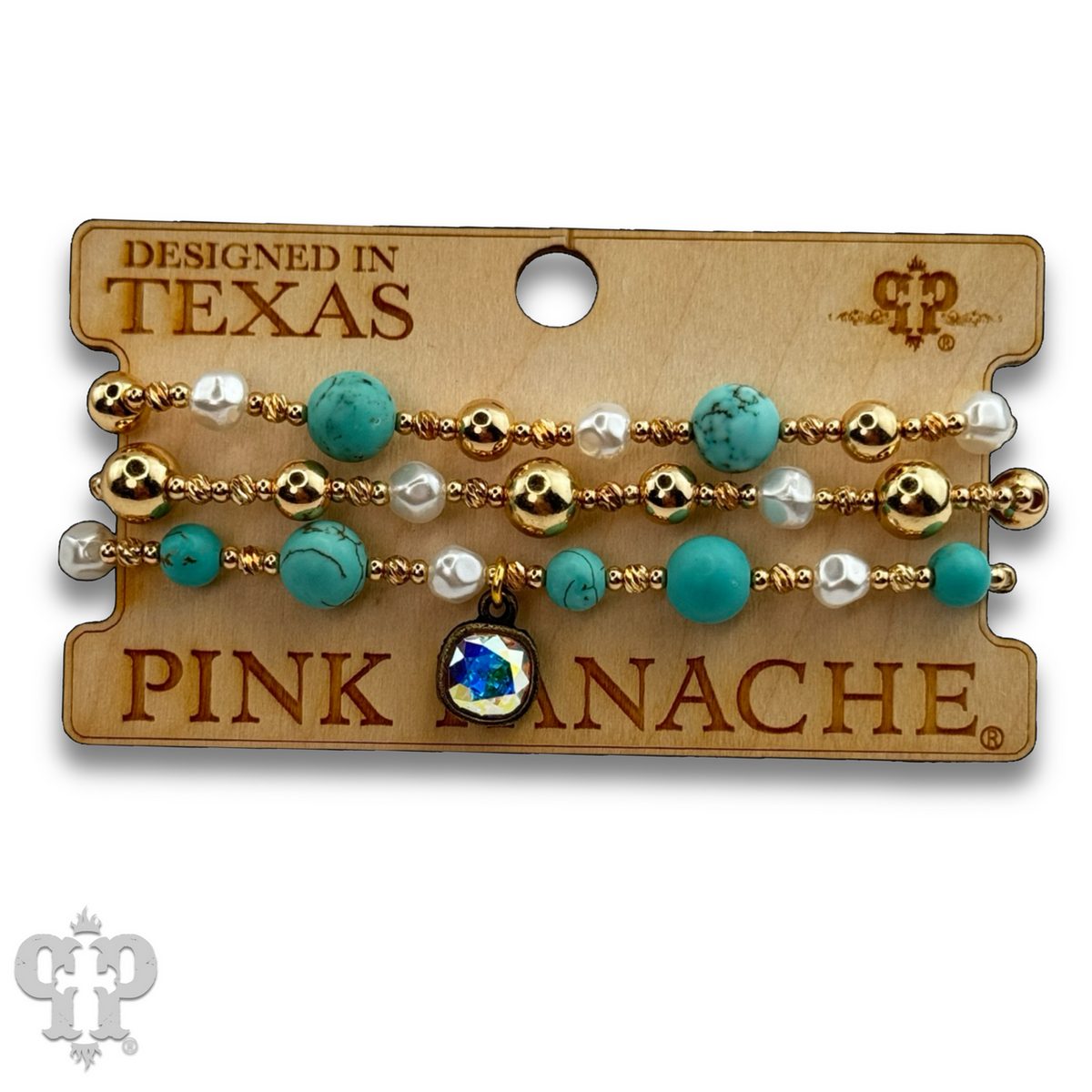Turquoise and gold bracelet with a crystal from Swarovski®