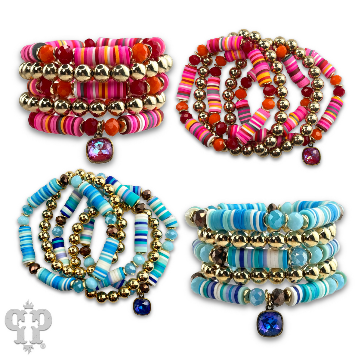 Rubber heishi bead bracelet with a crystal from Swarovski®