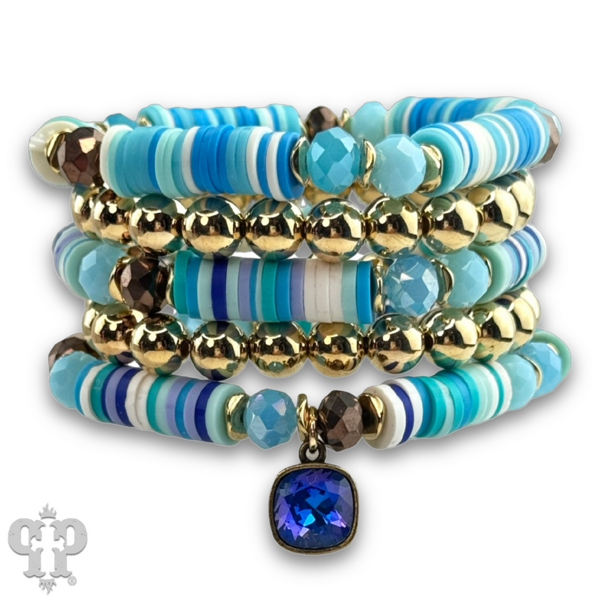 Rubber heishi bead bracelet with a crystal from Swarovski®
