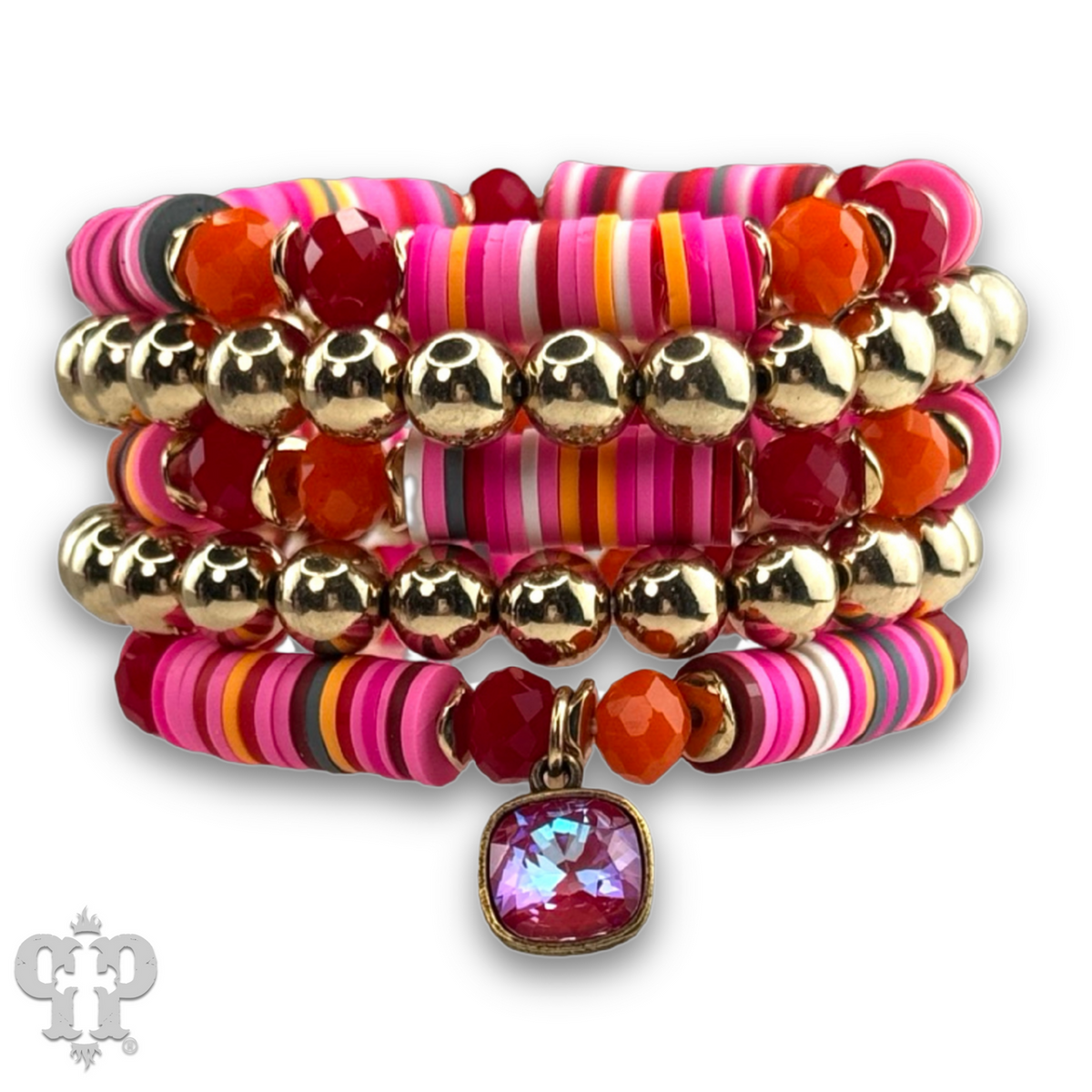 Rubber heishi bead bracelet with a crystal from Swarovski®