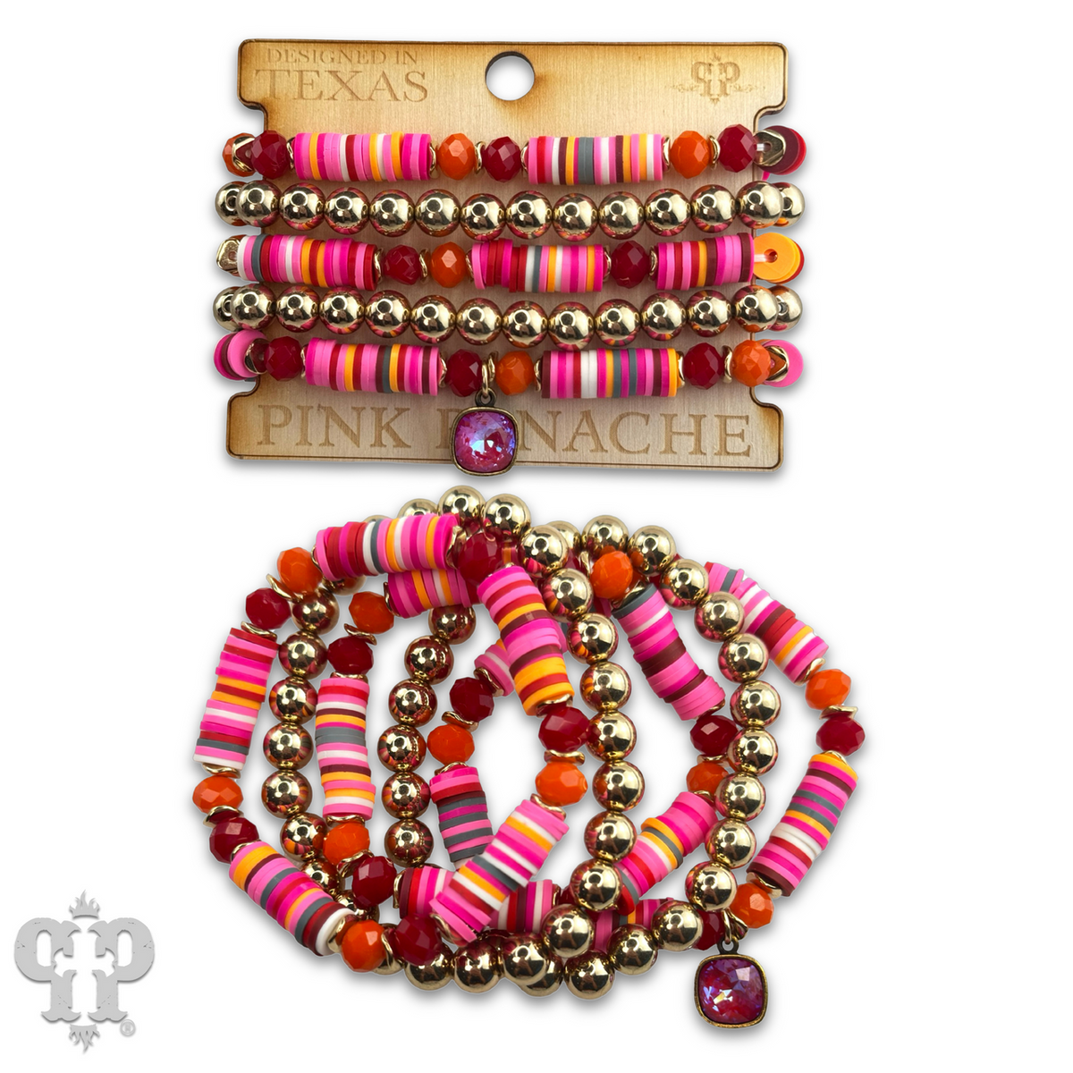 Rubber heishi bead bracelet with a crystal from Swarovski®
