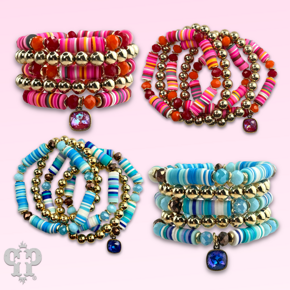 Rubber heishi bead bracelet with a crystal from Swarovski®