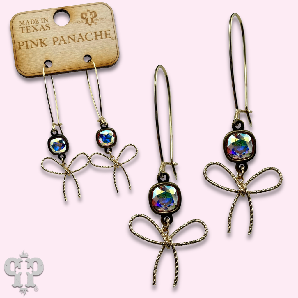 Textured bow earring with crystals from Swarovski®- LC