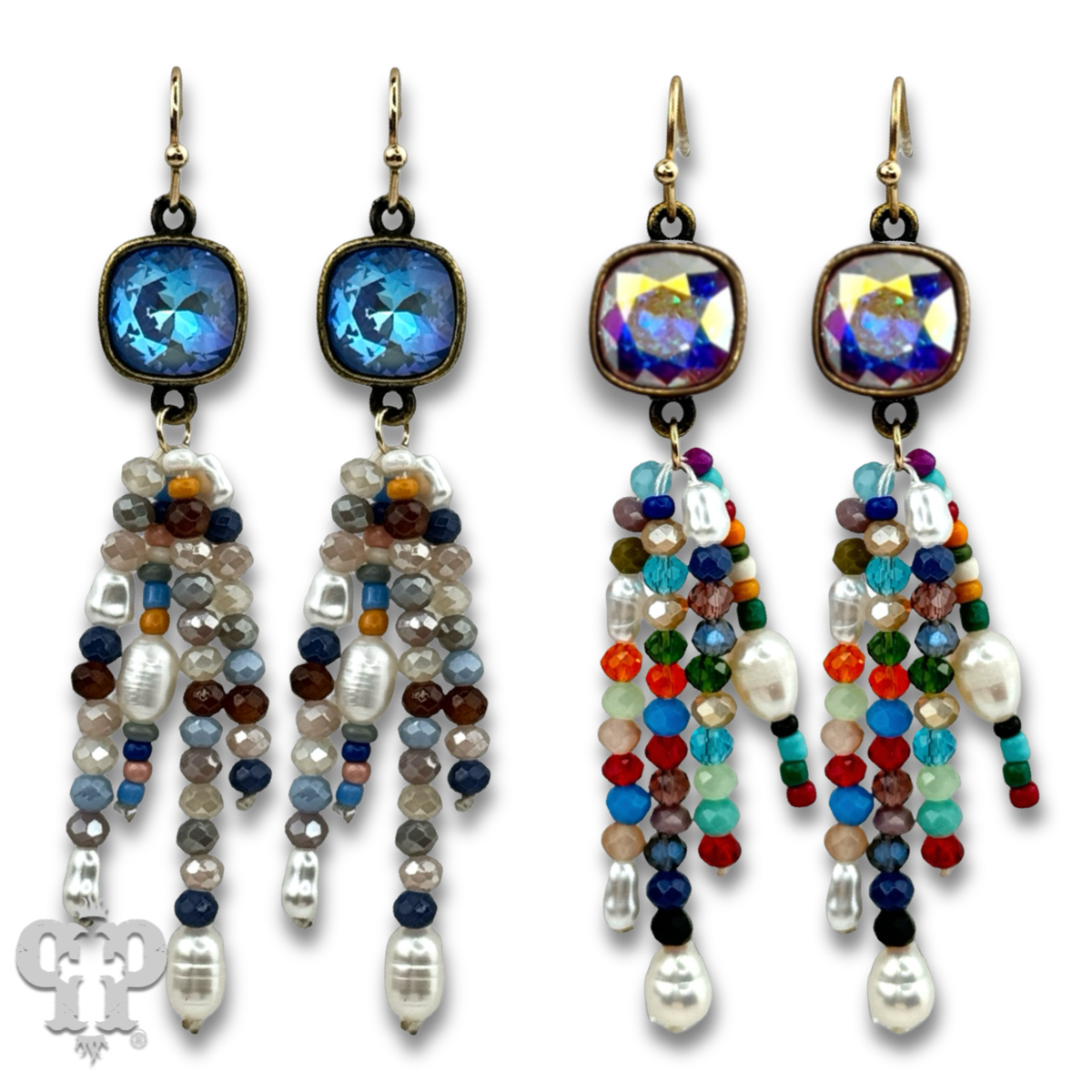 Bead fringe earring with crystals from Swarovski®- LC