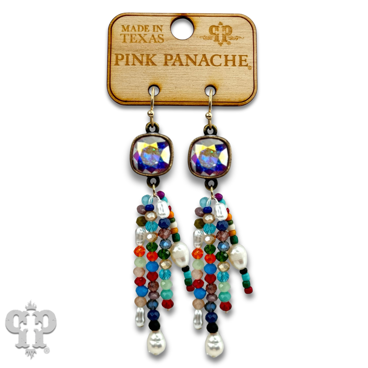 Bead fringe earring with crystals from Swarovski®- LC