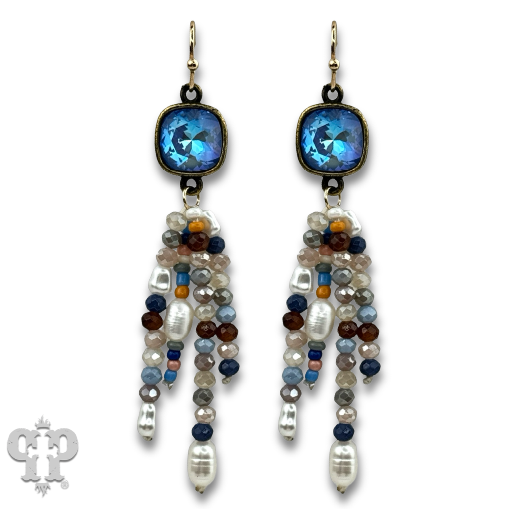 Bead fringe earring with crystals from Swarovski®- LC