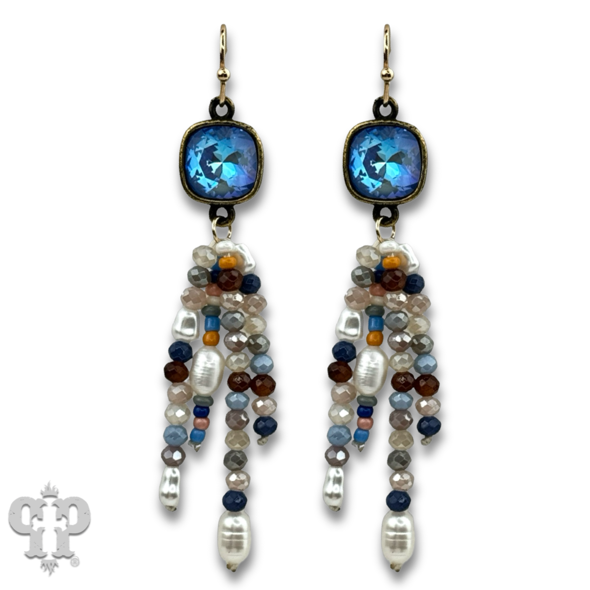 Bead fringe earring with crystals from Swarovski®- LC
