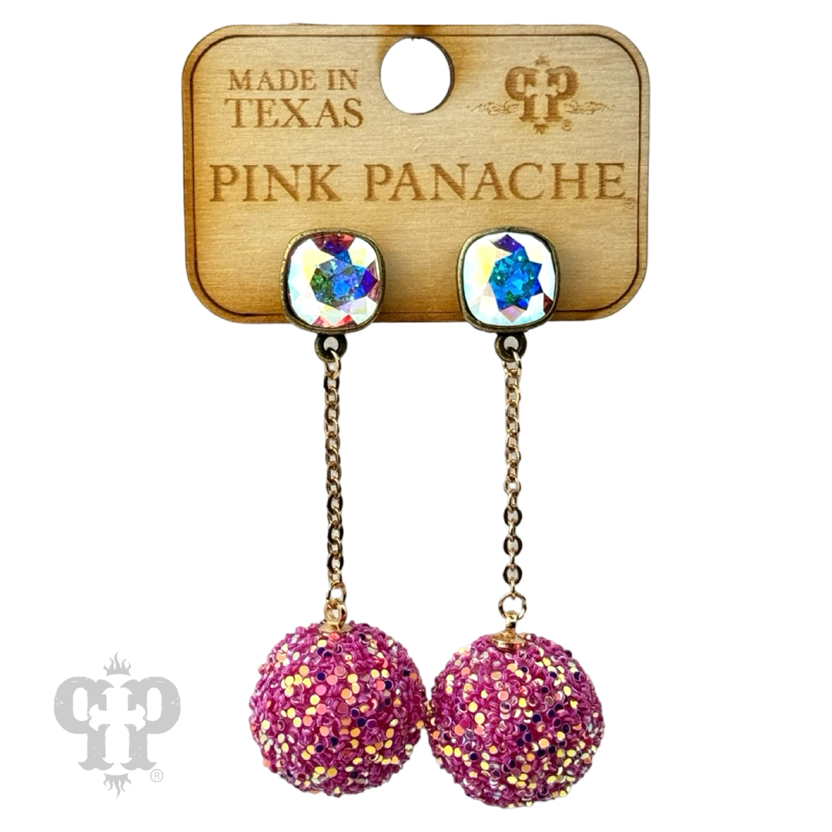 Glitter mesh bead and chain dangle earring with crystals from Swarovski®- LC