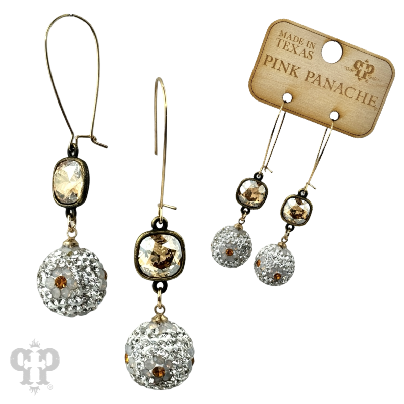Crystal mesh floral pattern dangle earring with crystals from Swarovski®- LC