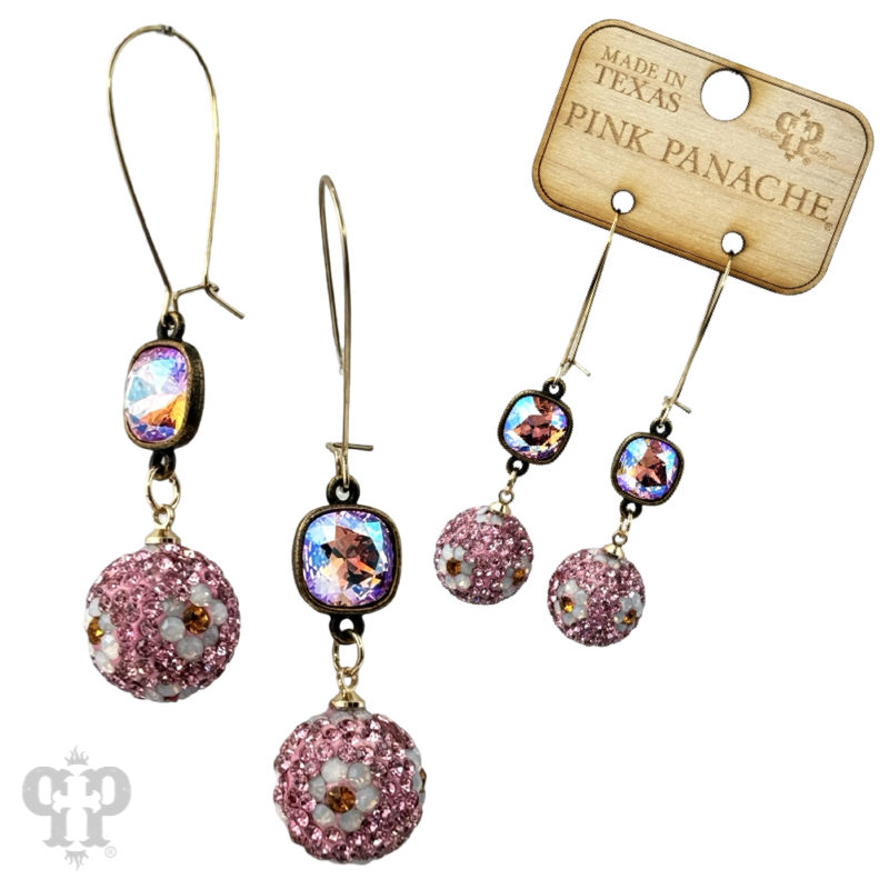 Crystal mesh floral pattern dangle earring with crystals from Swarovski®- LC