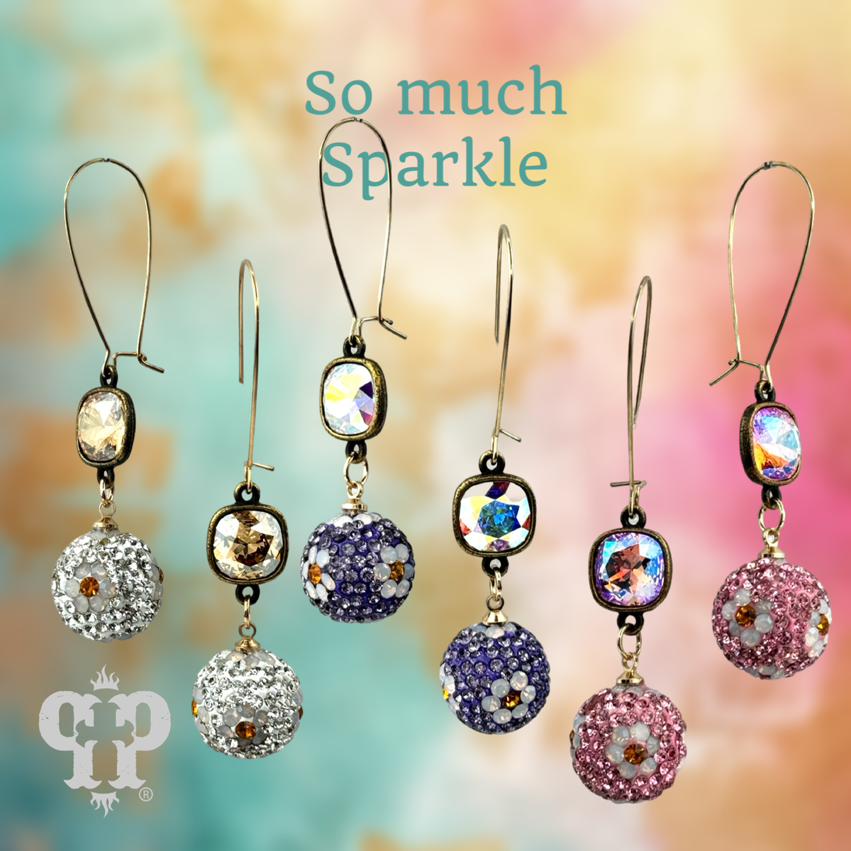 Crystal mesh floral pattern dangle earring with crystals from Swarovski®- LC