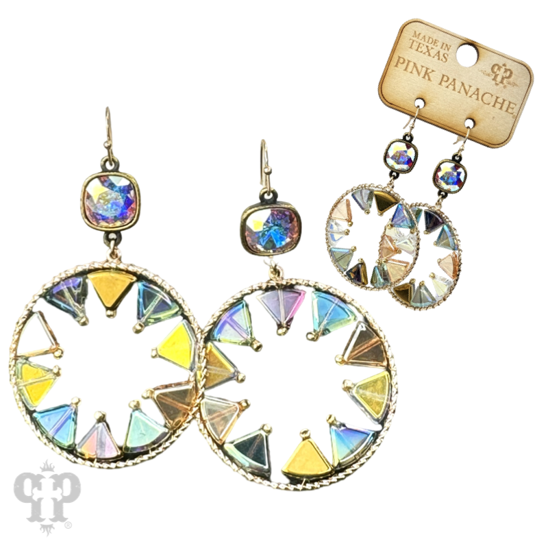 Triangle bead circular dangle earring with crystals from Swarovski®- LC