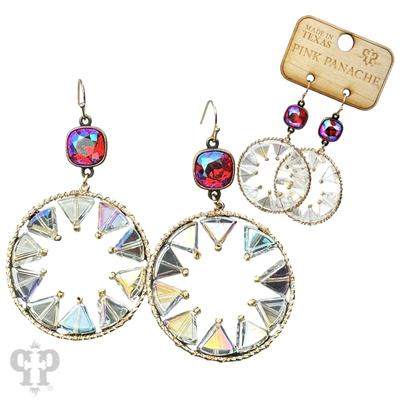 Triangle bead circular dangle earring with crystals from Swarovski®- LC