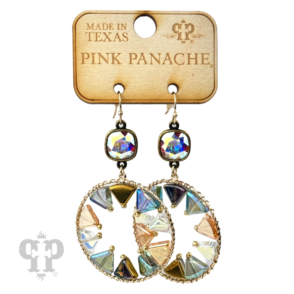 Triangle bead circular dangle earring with crystals from Swarovski®- LC