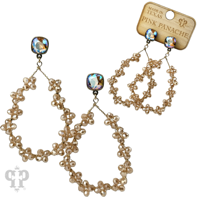 Floral wire wrapped bead teardrop dangle earring with crystals from Swarovski®- LC