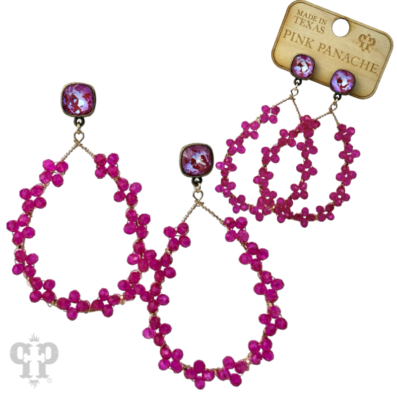 Floral wire wrapped bead teardrop dangle earring with crystals from Swarovski®- LC