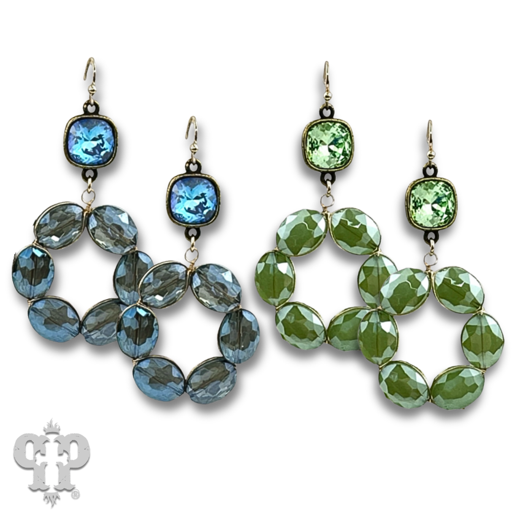 Faceted oval bead dangle earring with crystals from Swarovski®- LC