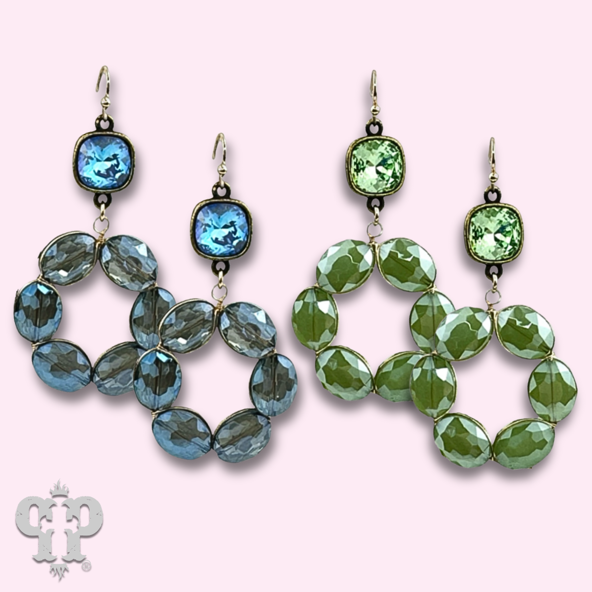 Faceted oval bead dangle earring with crystals from Swarovski®- LC