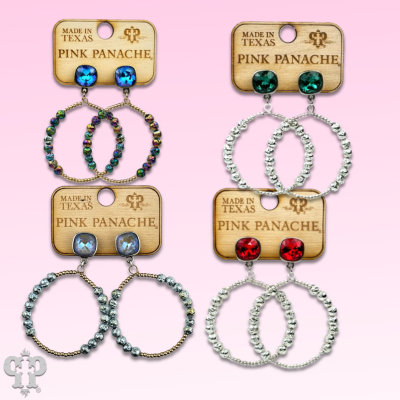 Foil and smooth bead circle earring with crystal with crystals from Swarovski®