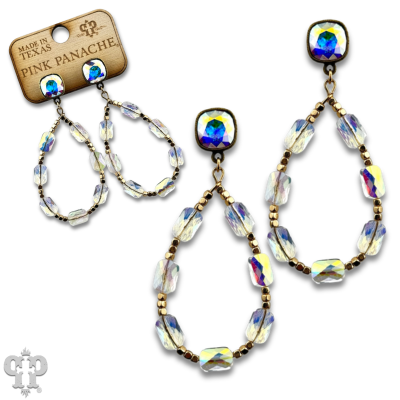 Faceted rectangle bead teardrop earring with crystals from Swarovski®