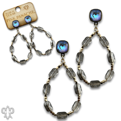 Faceted rectangle bead teardrop earring with crystals from Swarovski®