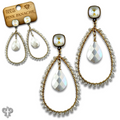 Faceted bead teardrop charm earring with crystals from Swarovski®