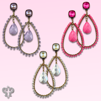 Faceted bead teardrop charm earring with crystals from Swarovski®