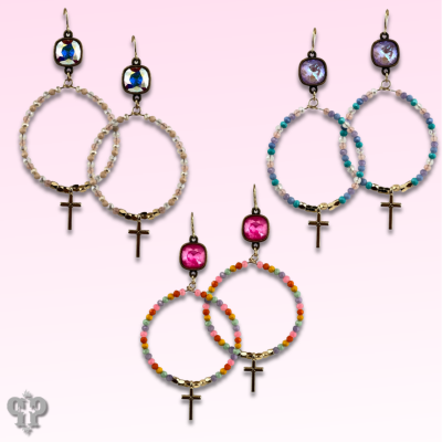 Cross charm earring with crystals from Swarovski®
