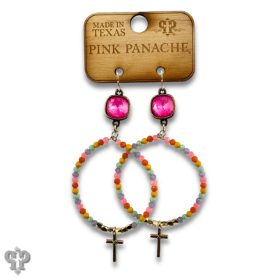 Cross charm earring with crystals from Swarovski®