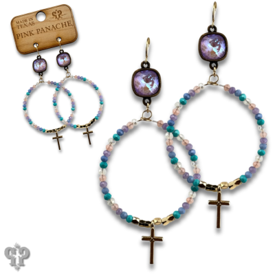 Cross charm earring with crystals from Swarovski®