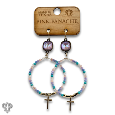 Cross charm earring with crystals from Swarovski®