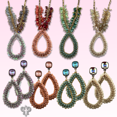 Ombre cluster bead necklace and teardrop pendant