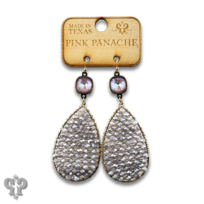Woven bead teardrop earring with crystals from Swarovski®