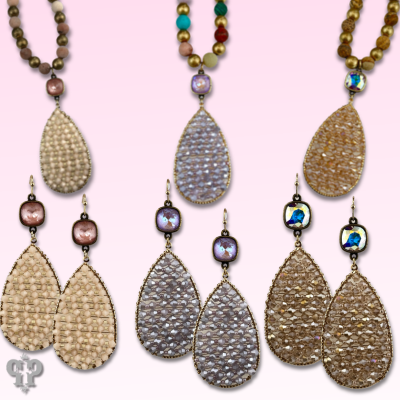 Woven bead teardrop earring with crystals from Swarovski®