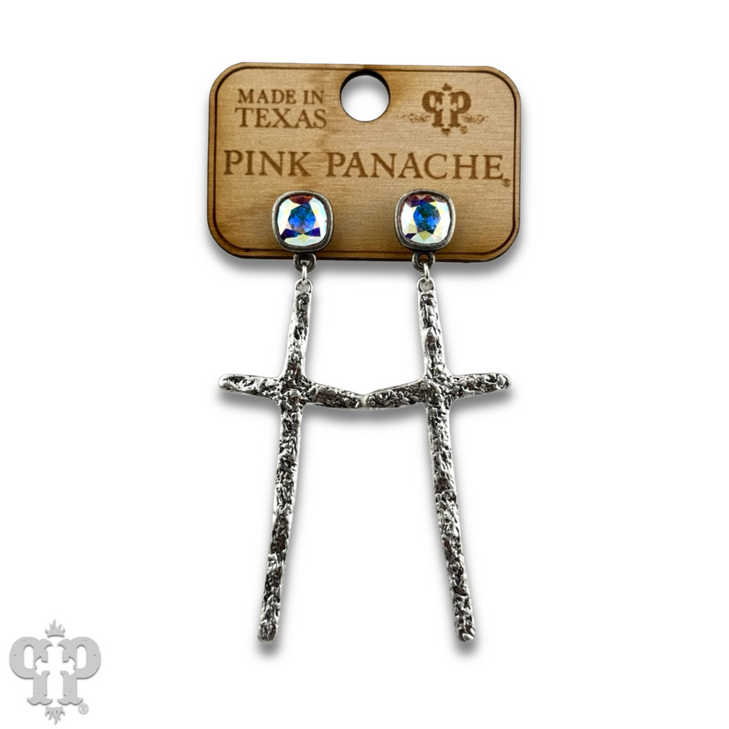 Foil cross earring with crystals from Swarovski®