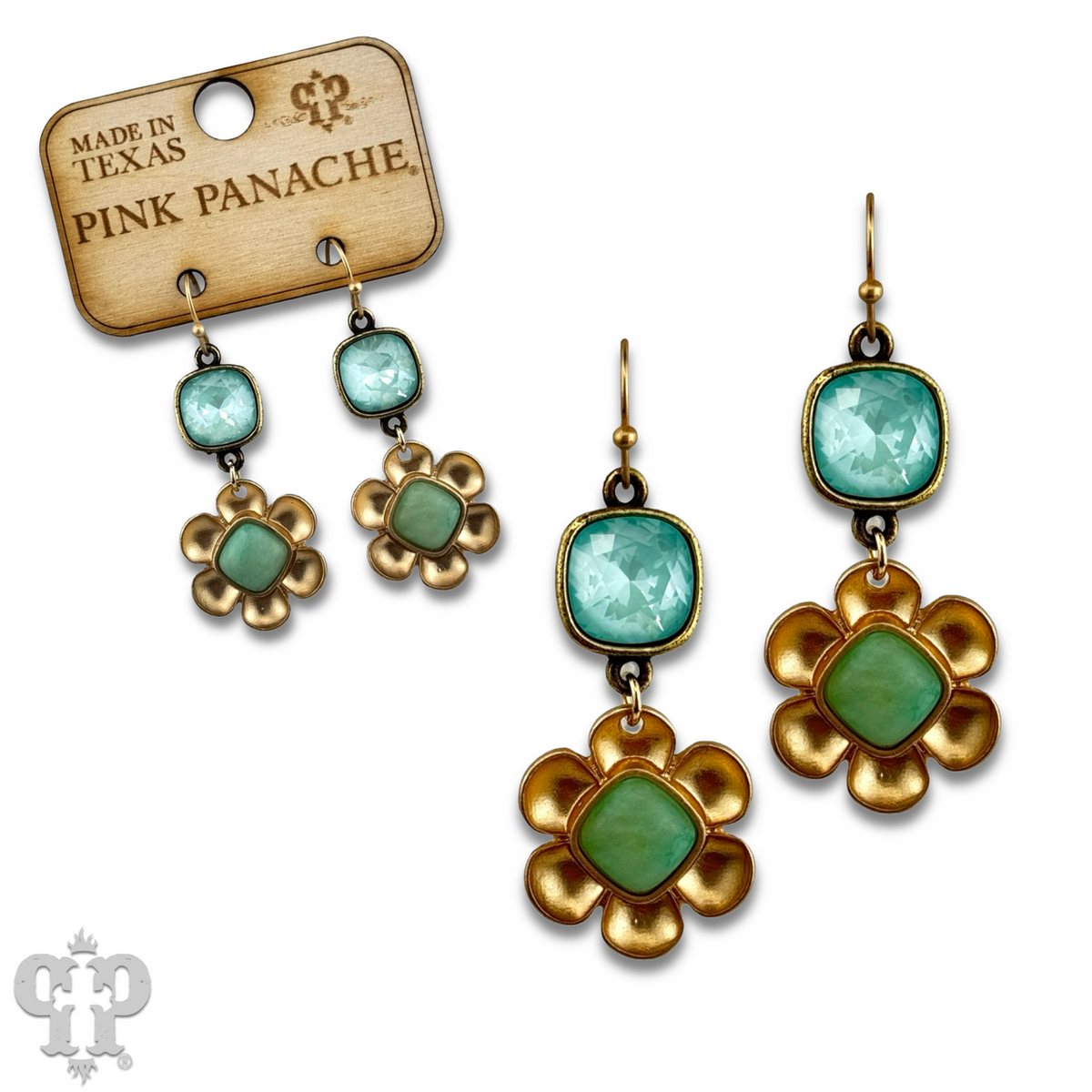 Stone center flower earring with crystals from Swarovski®