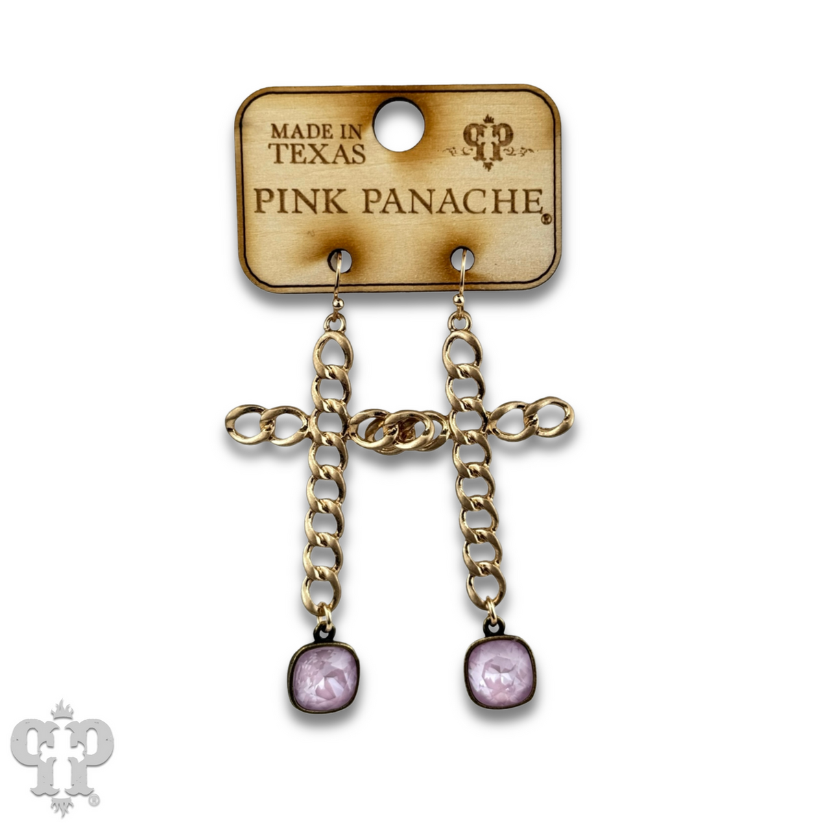 Curb link cross earring with crystals from Swarovski®