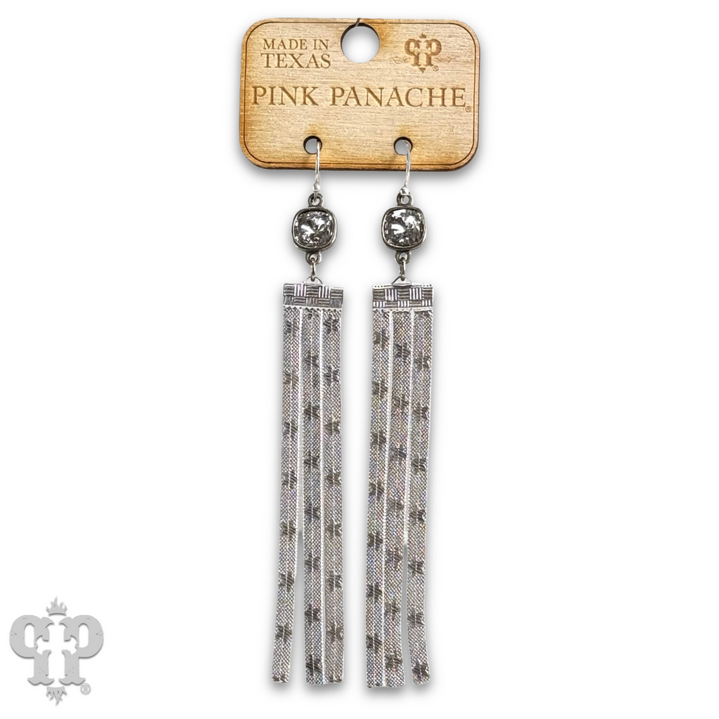 Star embossed mesh fringe earring with crystals from Swarovski®