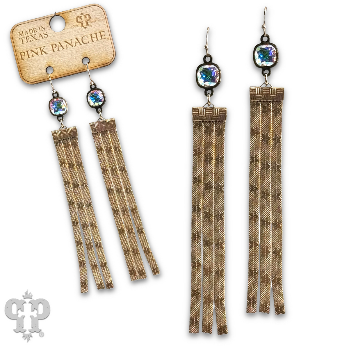 Star embossed mesh fringe earring with crystals from Swarovski®