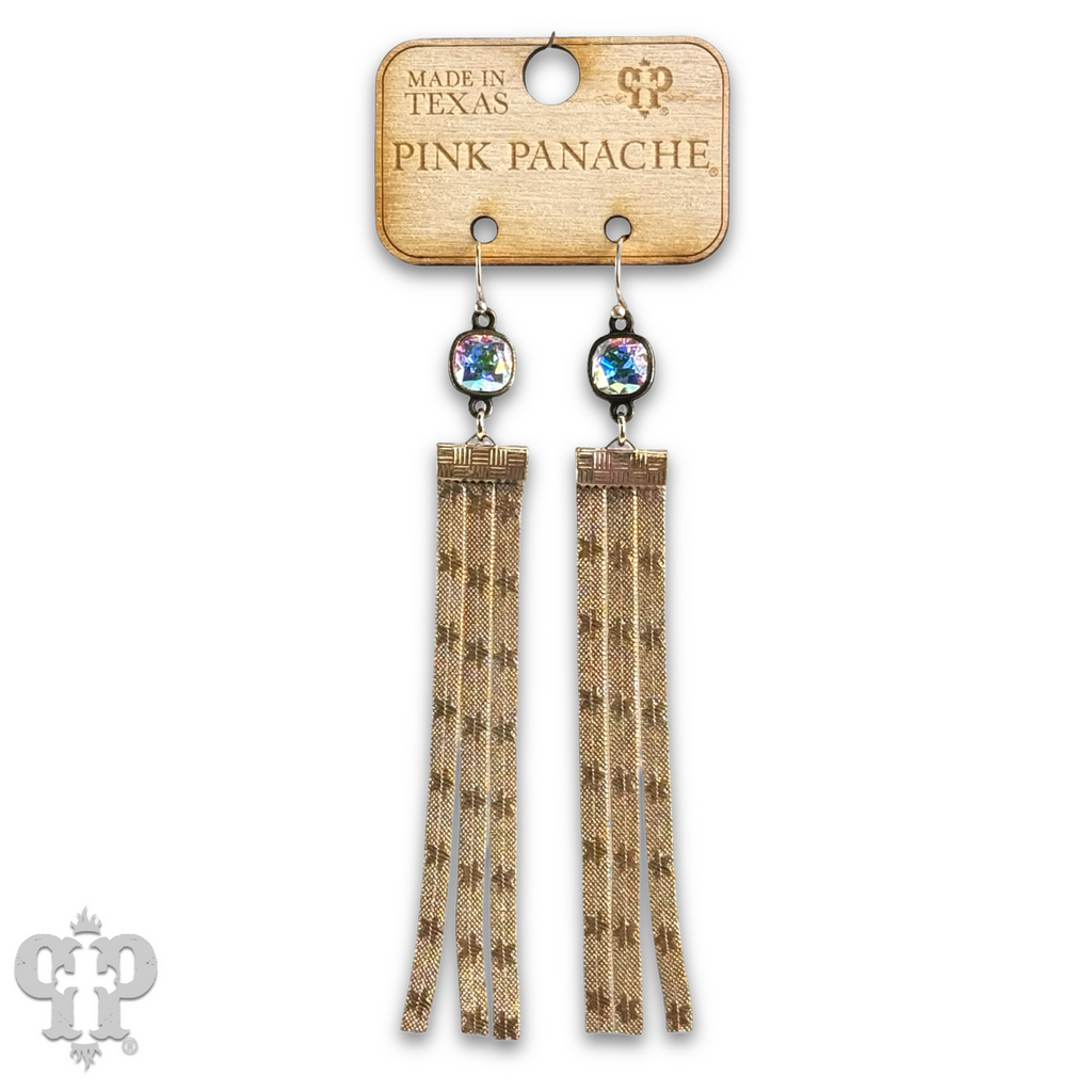 Star embossed mesh fringe earring with crystals from Swarovski®