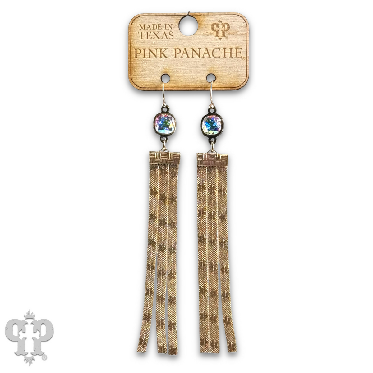 Star embossed mesh fringe earring with crystals from Swarovski®