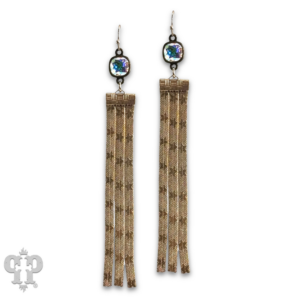 Star embossed mesh fringe earring with crystals from Swarovski®