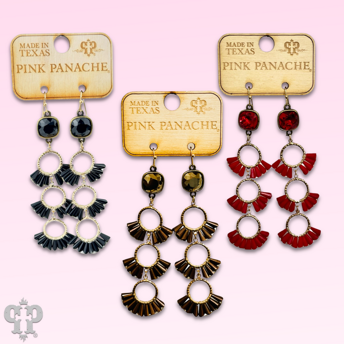 Triple fluted bead earring with crystals from Swarovski® - LC