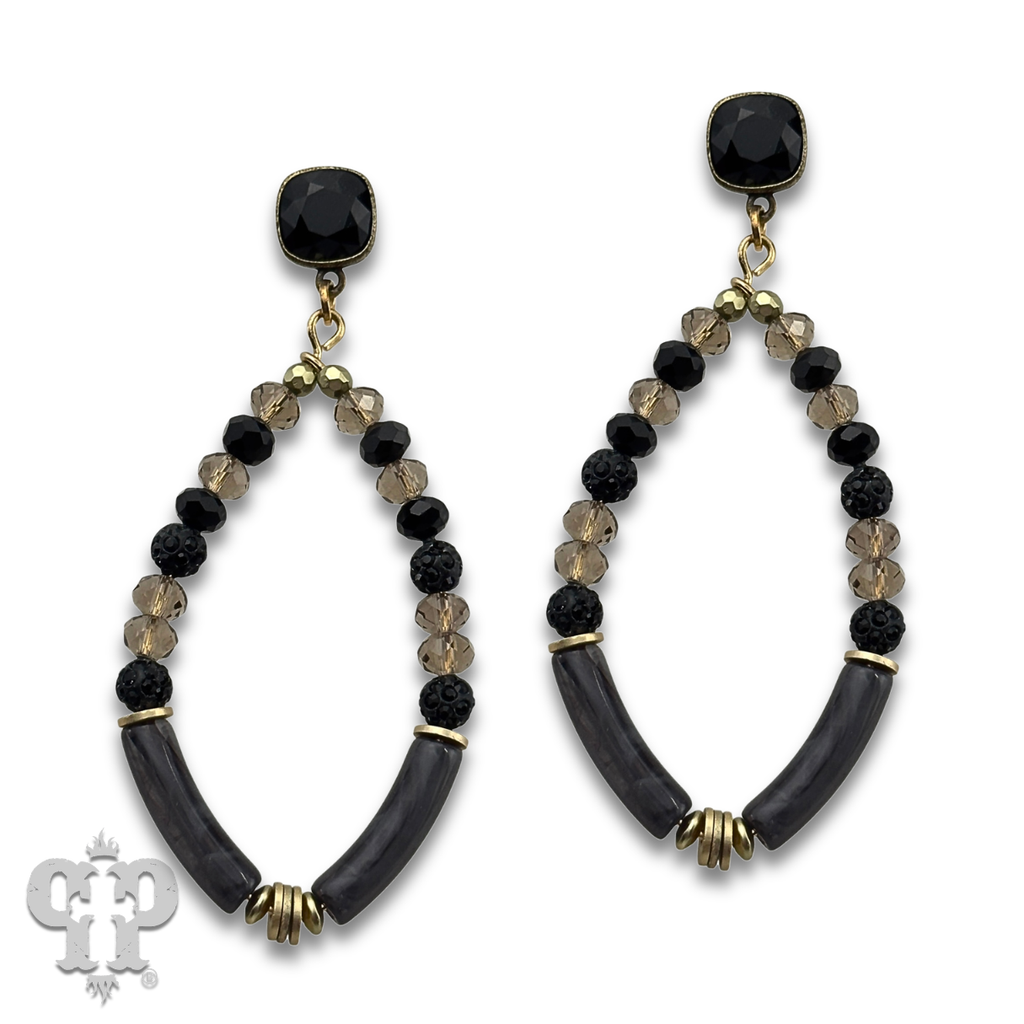 Diamond teardrop bamboo tube bead earring with crystals from Swarovski®, last call