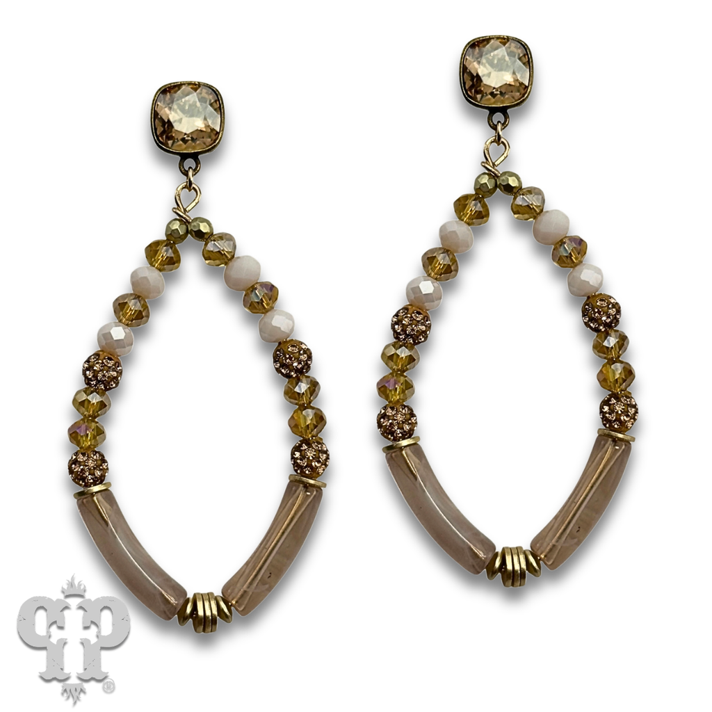Diamond teardrop bamboo tube bead earring with crystals from Swarovski®, last call