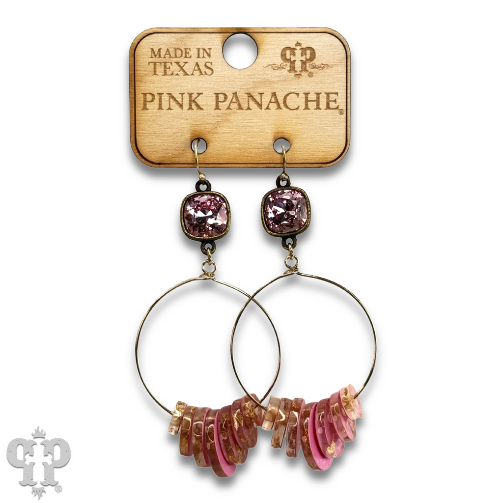 Graduated acrylic disc earring with crystals from Swarovski®