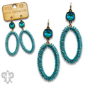Seed bead wrapped oval shape earring with crystals from Swarovski®